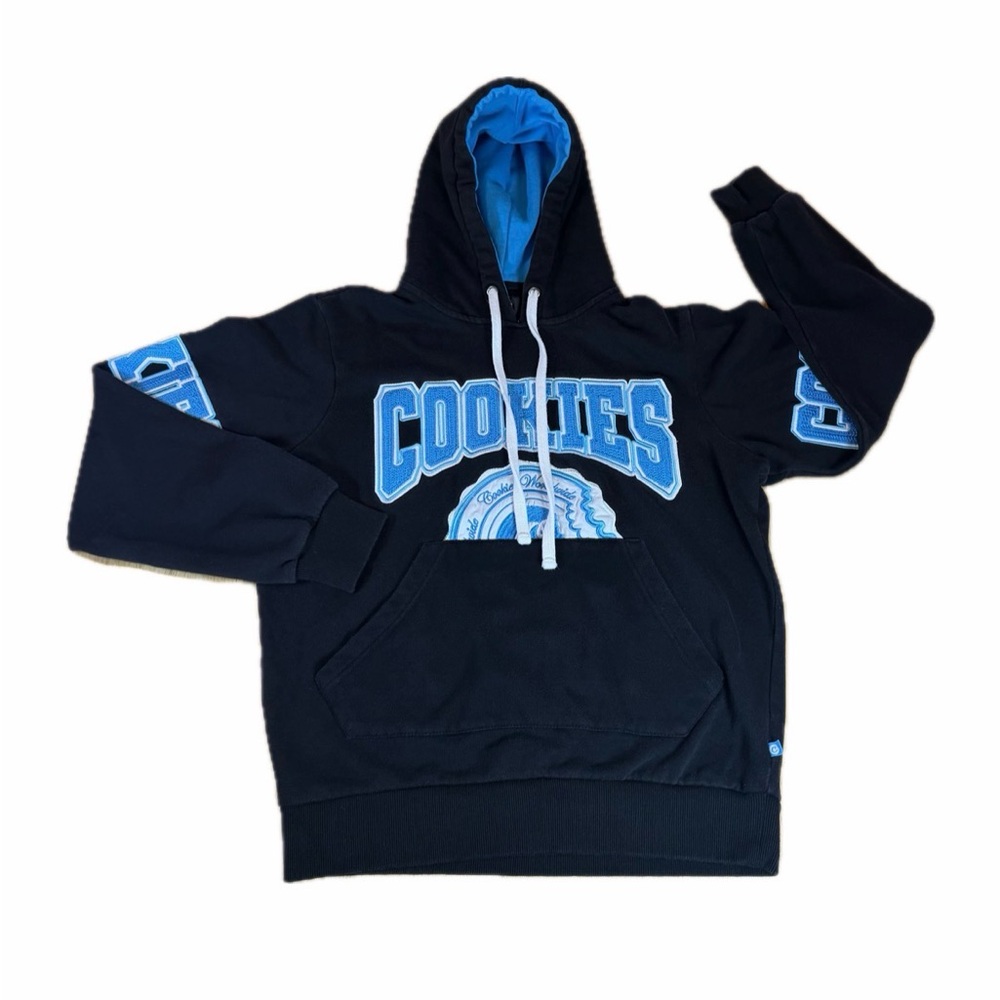 Cookies Double Up Black Blue Fleece Hoodie Mens S Sweatshirt Stitched Logo